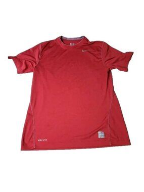 Nike Pro Shirt Mens M Medium Dri Fit Red Activewear Short Sleeve Gym Training